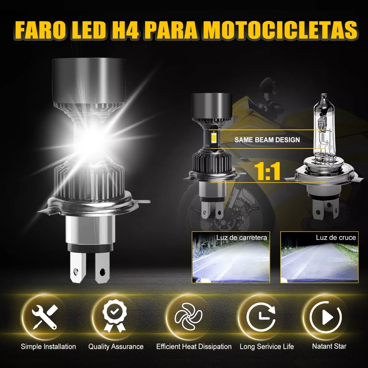 Foto 5 pulgar | Faro LED H4 Eo Safe Imports Esi-7619 color Gris para Moto Luz Alta y Baja