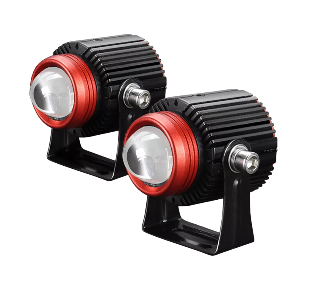 Par de Faros de 120 W Auxiliares Alta Baja Auto Moto Doble color Negro Línea Rojo