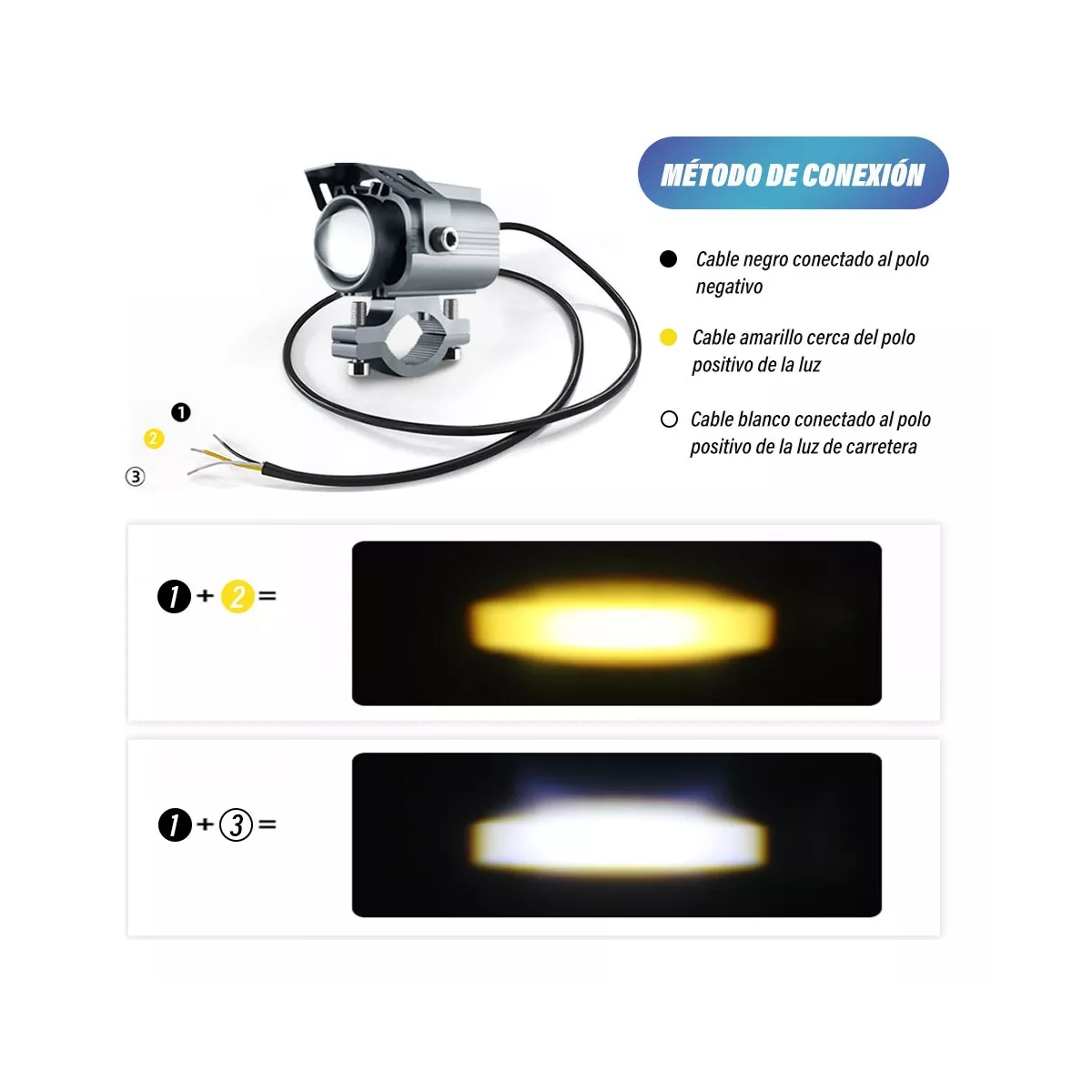 Foto 3 pulgar | Par Faros De Lupa Led Auxiliar Luz Doble color Auto Moto Eo Safe Imports  Esi-10213 Gris