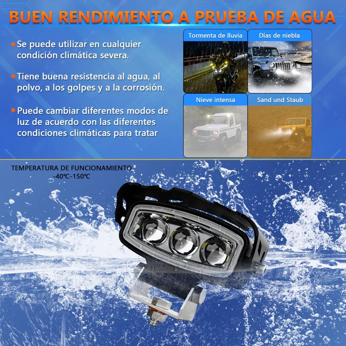 Foto 3 | Faros LED Exploradoras con Lupa Estrobo  Alto Brillo para Moto y Auto