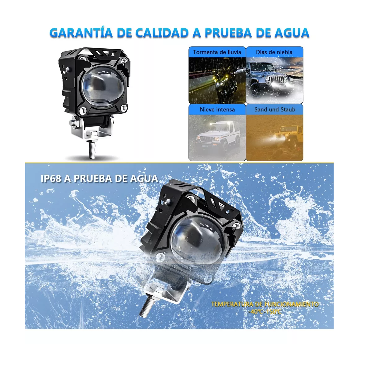 Foto 3 pulgar | Faros Led Exploradora Laser Blanco Amarillo Moto Auto Eo Safe Imports 1 Par