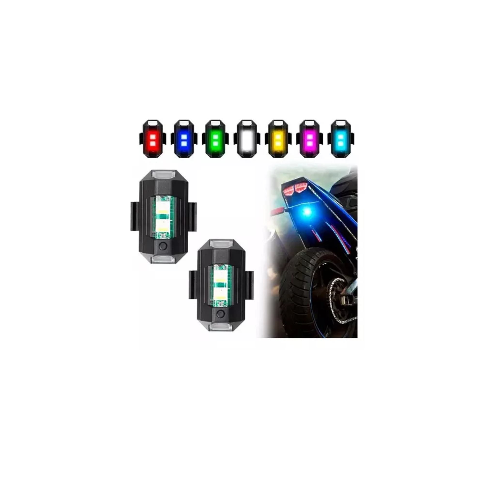 Foto 3 pulgar | Mini Luz Led Estrobo Funciones Fija Moto Bici Auto 2 Pcs Negro