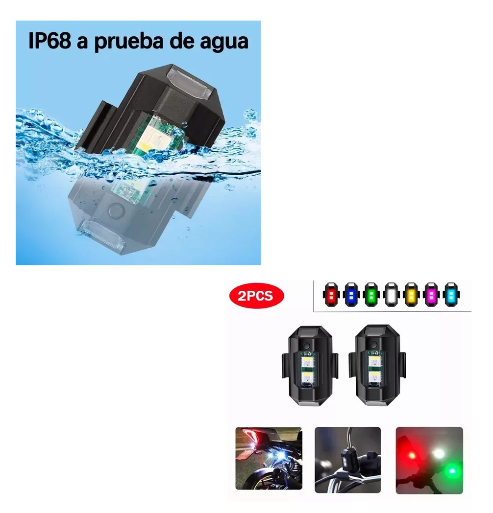 Foto 6 pulgar | Mini Luz Led Estrobo Funciones Fija Moto Bici Auto 2 Pcs Negro