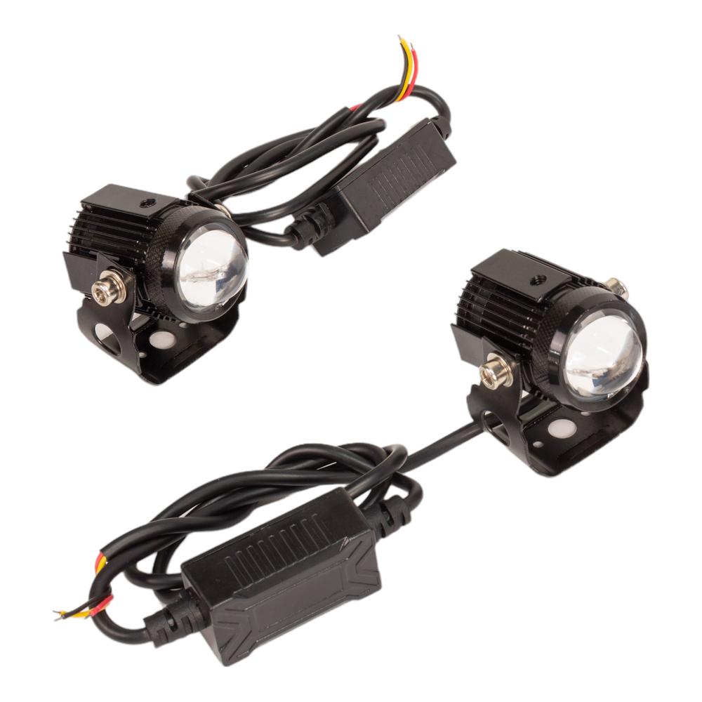 Faros Auxiliares para Motocicleta Laser con Base Luz Blanca y Amarilla Kinlley