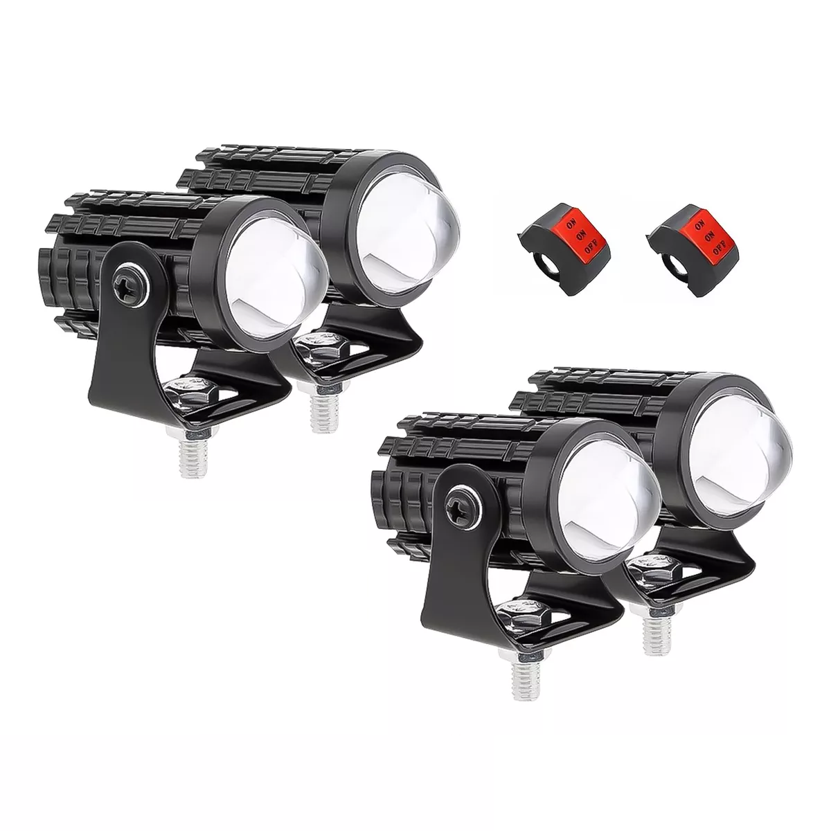 2 Par Faros Luces Led Para Motos Auto Doble Color Auxiliares Eo Safe Imports Esi-17029 Negro