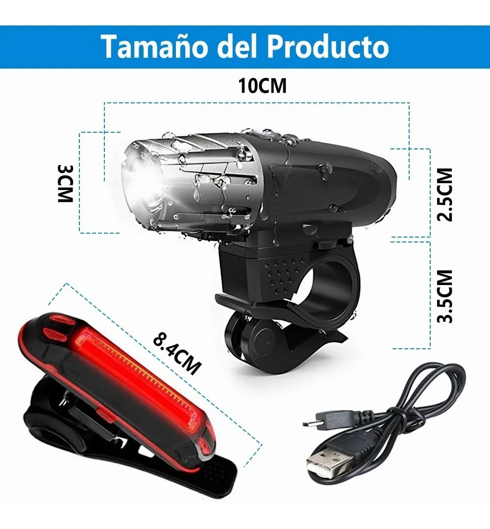 Foto 4 pulgar | Luces para Bicicleta Delantera y Trasera Malubero x5 color Negro Impermeable