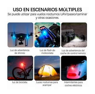 Foto 2 | Estrobo Luces LED Recargable para Auto Moto Bici Drones Negro