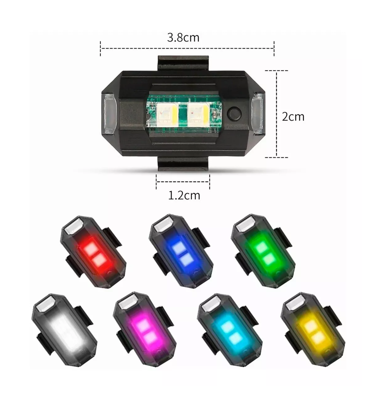 Foto 5 pulgar | Estrobo Luces LED Recargable para Auto Moto Bici Drones Negro