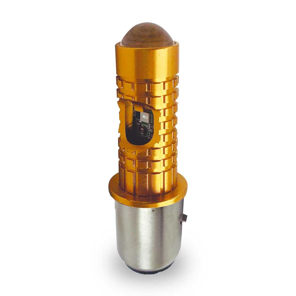 Foto 2 pulgar | Foco de Faro LED RASEN Media Vuelta con Lupa 2 Colores Blanco y Amarillo Carcasa Dorada para Motocicleta
