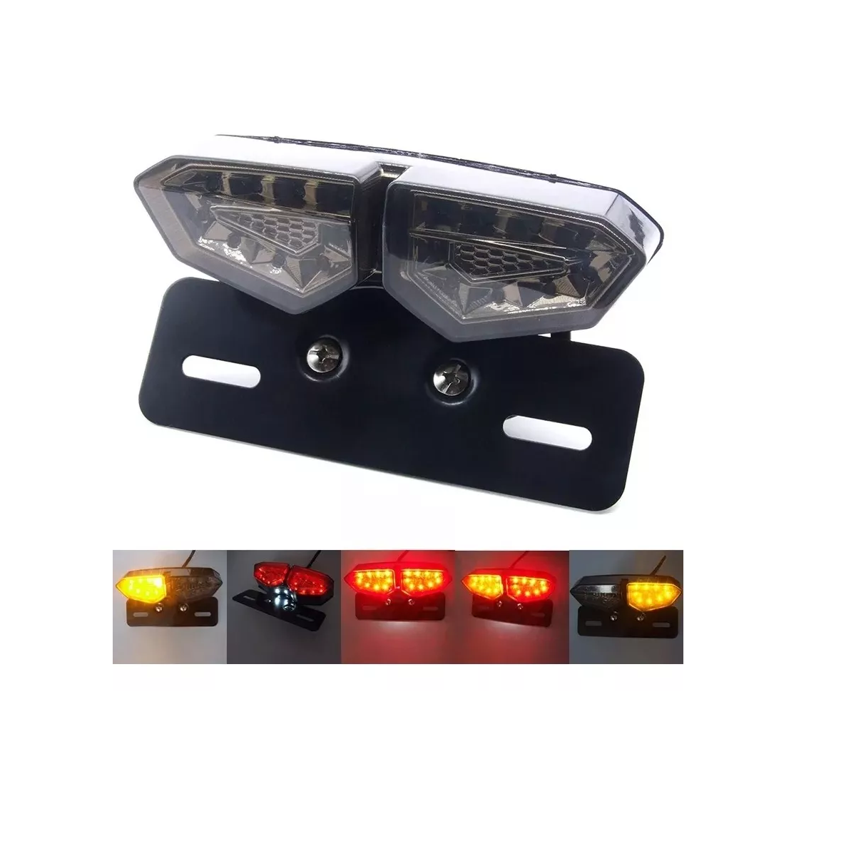 Foto 3 pulgar | Led Stop Direccionales y Porta Placa para Motocicleta Universal  Eo Safe Imports Negro