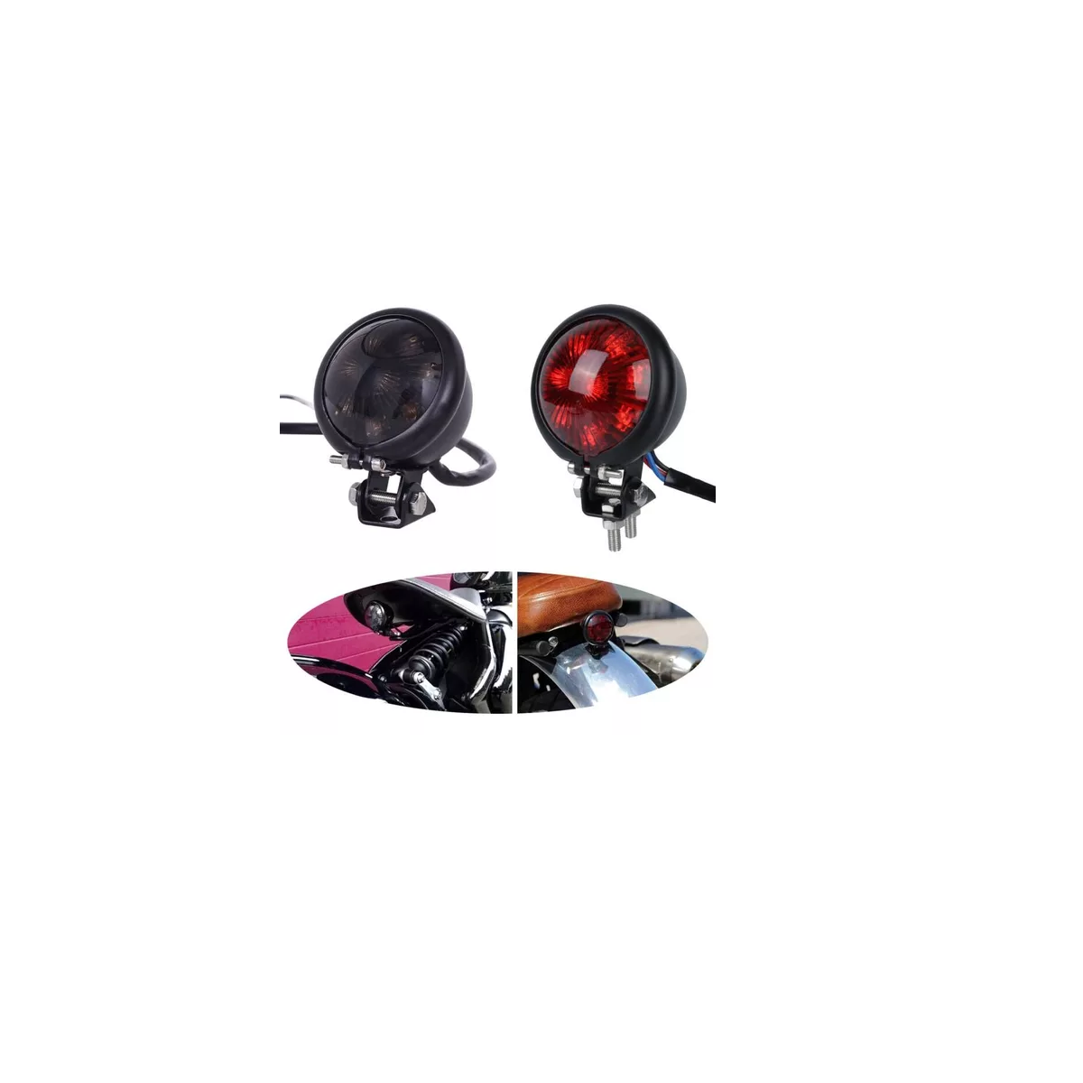 Foto 4 pulgar | Stop Porta Placa Led Luz De Freno Universal Moto Lente Eo Safe Imports Esi-17465 Negro