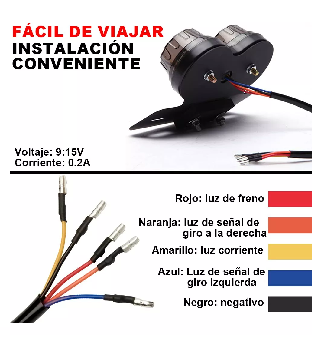 Foto 4 pulgar | Stop Porta Placa Direccionales Belug Led Para Moto Café Racer Bobber 12v