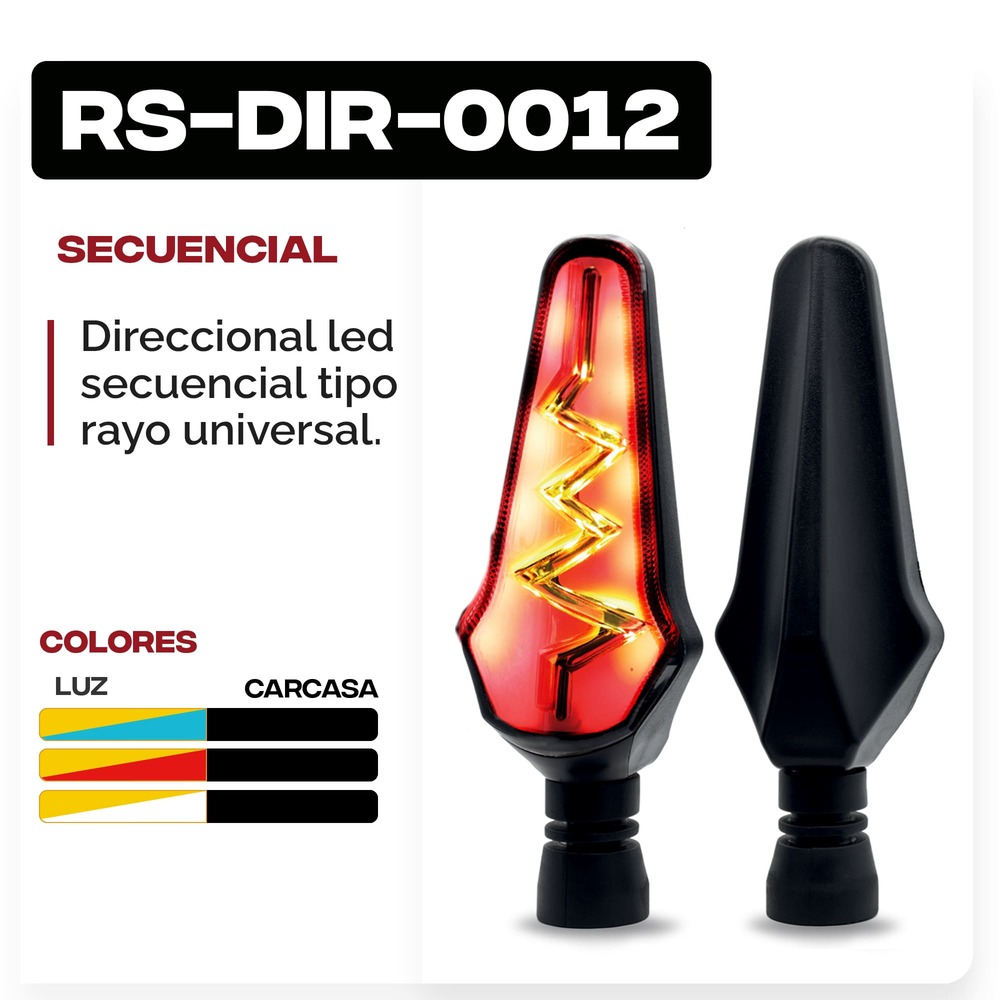 Foto 8 pulgar | Direccionales para Moto Rasen RS-DIR-0012Y-R LED Bicolor Secuencial Universal