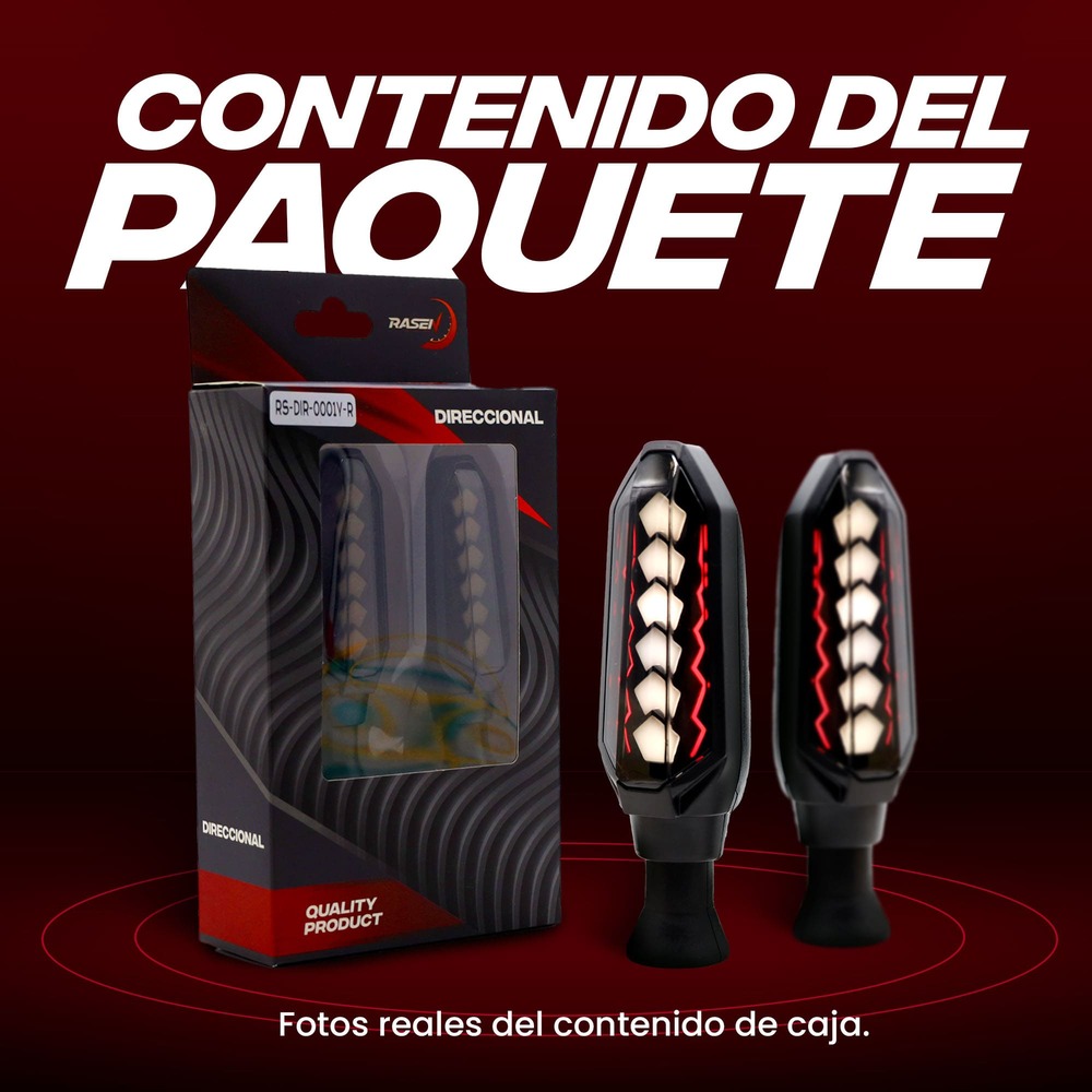 Foto 9 pulgar | Direccionales para Moto Rasen RS-DIR-0001Y-R LED Bicolor Secuencial Universal