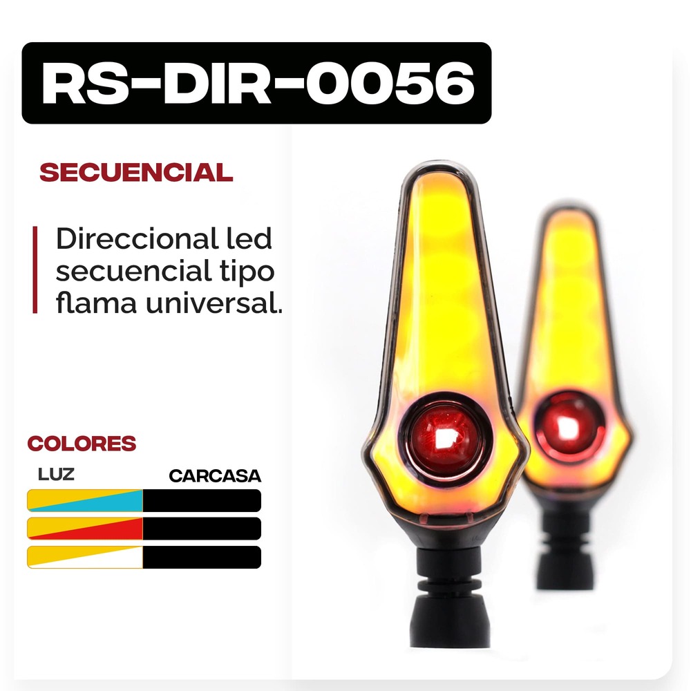 Foto 9 pulgar | Direccionales para Moto Rasen RS-DIR-0056Y-R Luz color Rojo y Amarillo Universal