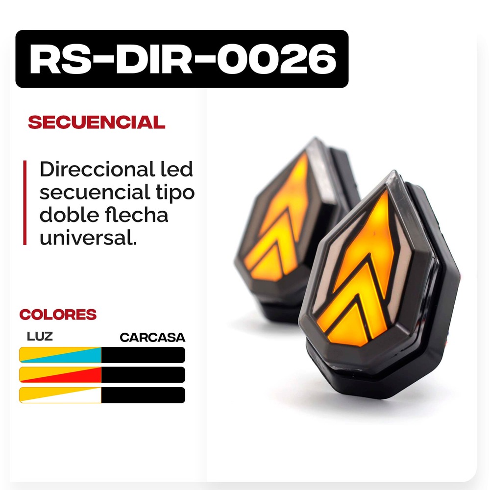 Foto 9 pulgar | Direccionales para Moto Rasen Universal Luz color Rojo y Amarillo