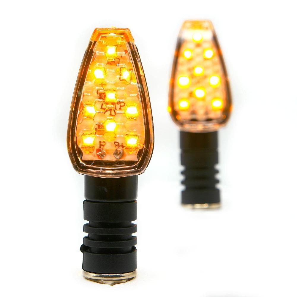 Direccional Led Negro Brillante Universal Para Motocicleta