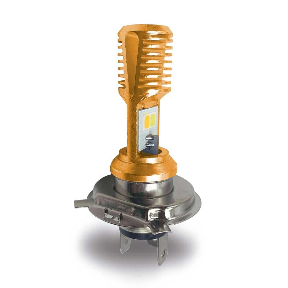Foto 1 | Foco de Faro LED H4 2 Colores Blanco y Amarillo Carcasa Dorada para Motocicleta