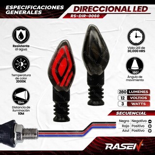 Foto 2 | Direccional Led Secuencial Para Moto Rasen Tipo Ojo Universal