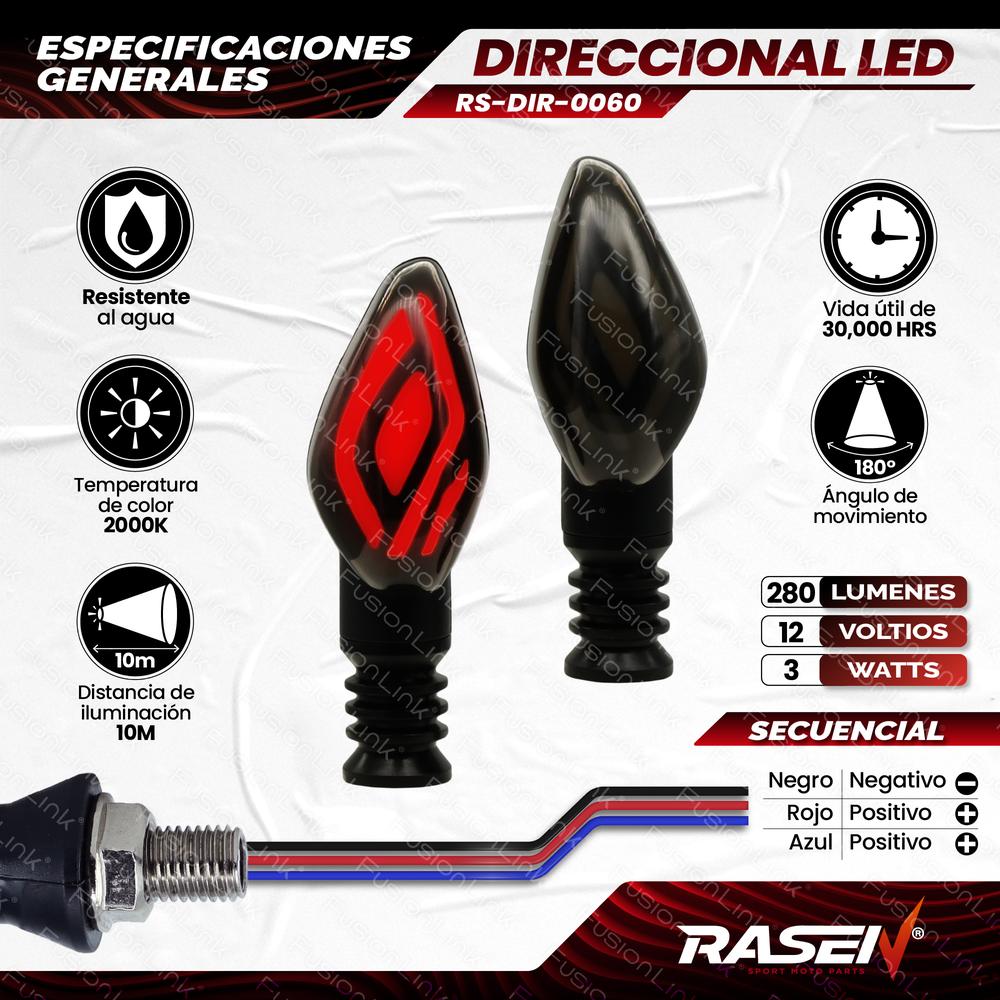 Foto 2 | Direccional Led Secuencial Para Moto Rasen Tipo Ojo Universal