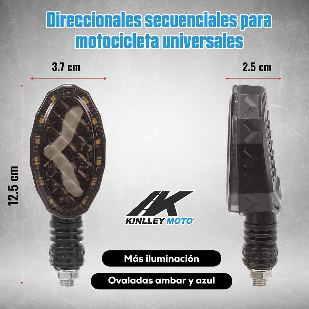 Foto 3 pulgar | Direccionales Secuenciales Para Motocicleta Universales Ovaladas Ambar Y Azul R274 Kinlley