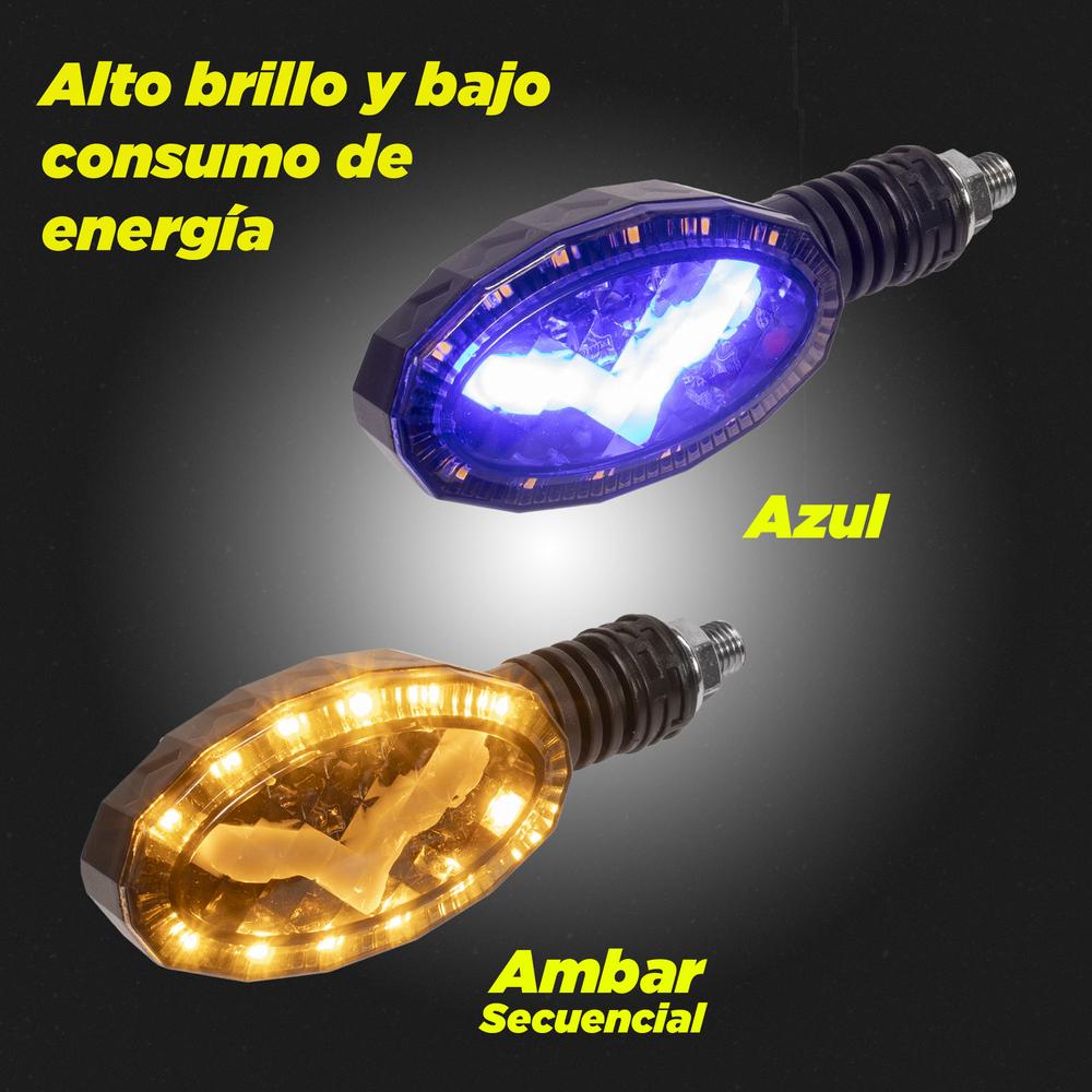 Foto 4 pulgar | Direccionales Secuenciales Para Motocicleta Universales Ovaladas Ambar Y Azul R274 Kinlley