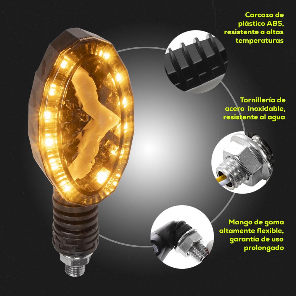 Foto 5 | Direccionales Secuenciales Para Motocicleta Universales Ovaladas Ambar Y Azul R274 Kinlley