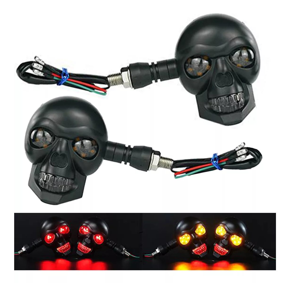 Foto 4 pulgar | Direccionales Led Para Moto Intermitente De Calavera 12v 3d Negro