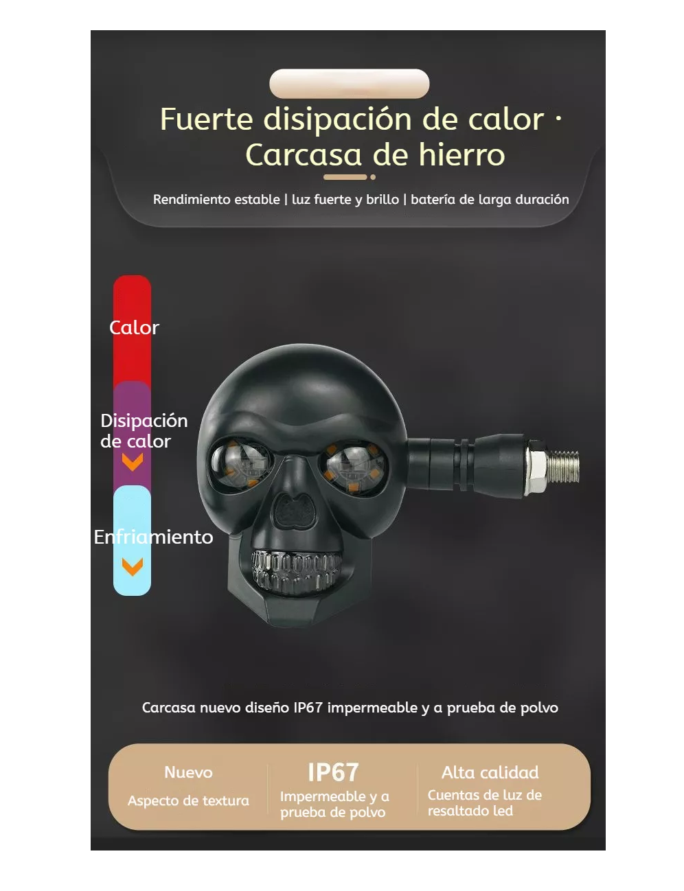 Foto 5 pulgar | Direccionales Led Para Moto Intermitente De Calavera 12v 3d Negro