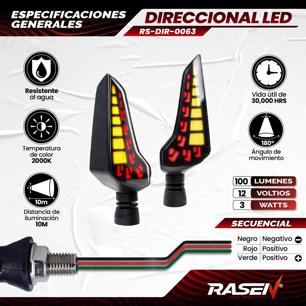 Foto 4 pulgar | Par De Direccionales Led Secuencial Tipo Boomerang Para Moto Rasen