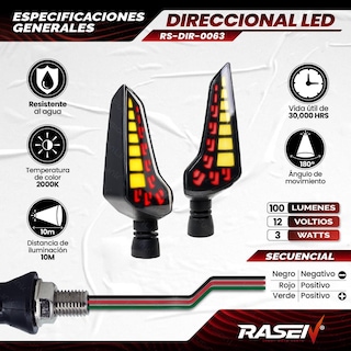 Foto 3 | Par De Direccionales Led Secuencial Tipo Boomerang Para Moto Rasen