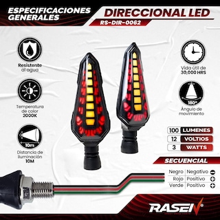 Foto 2 | Direccionales Led Secuencial Tipo Daga para Moto Rasen
