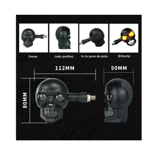 Foto 2 | Direccionales Led para Moto de Calavera Belug Negro 12v 3D