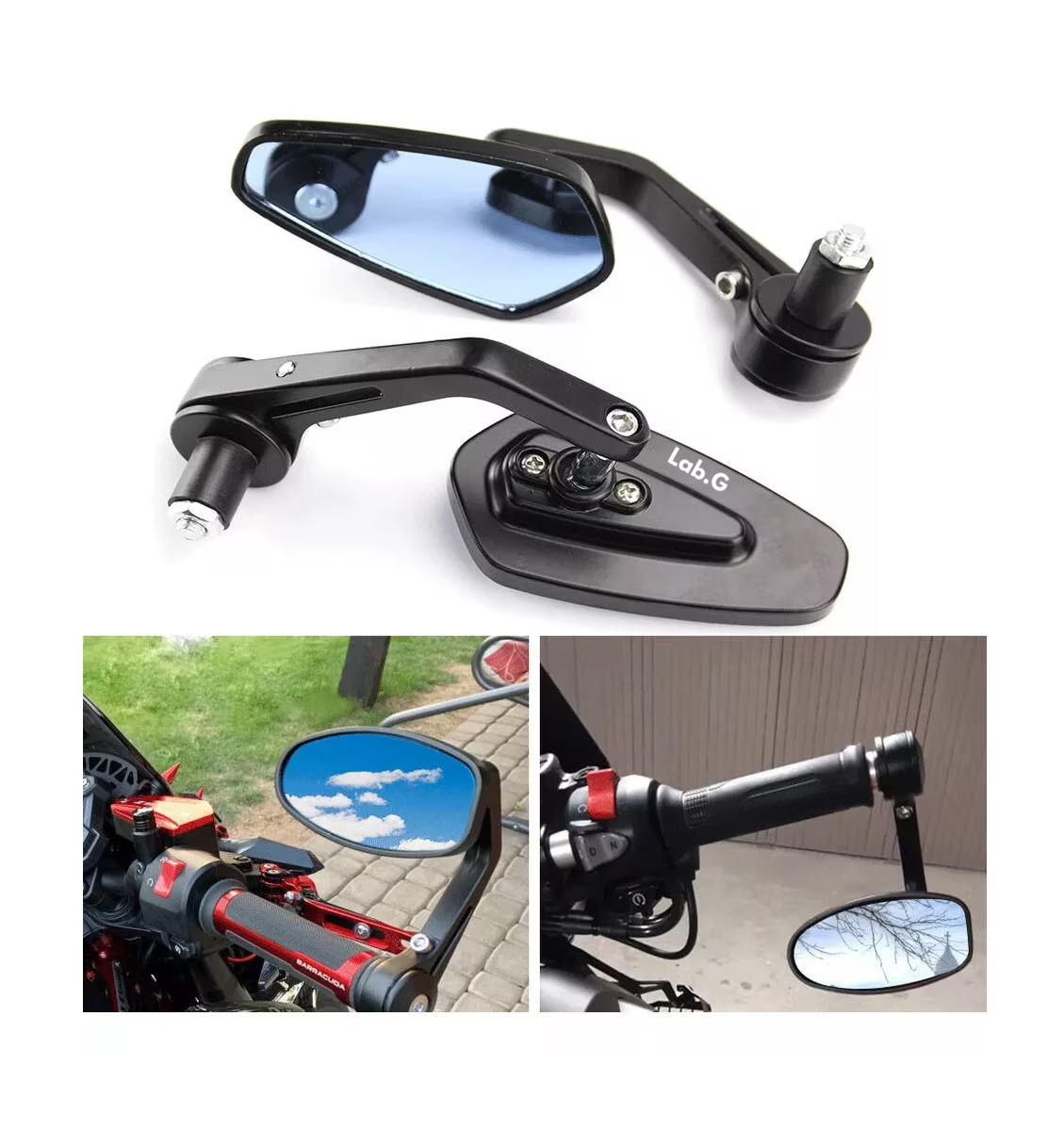 Foto 2 | 2 Pz Espejos Moto Deportivos Lab.g Racer Motocicleta Negro