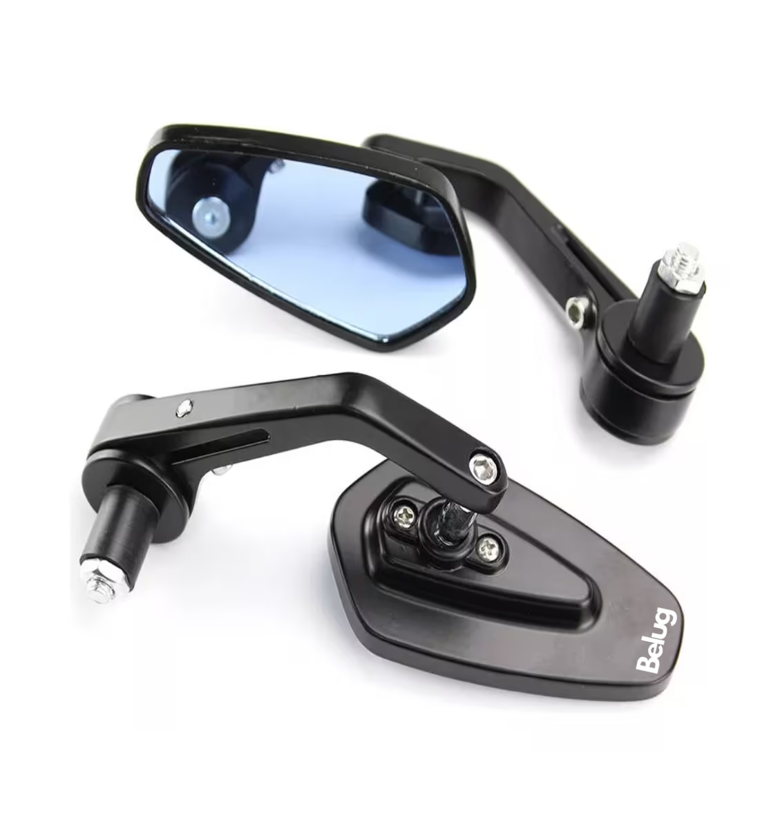 2 Pz Espejos Moto Deportivos Racer Motocicleta, Belug Negro