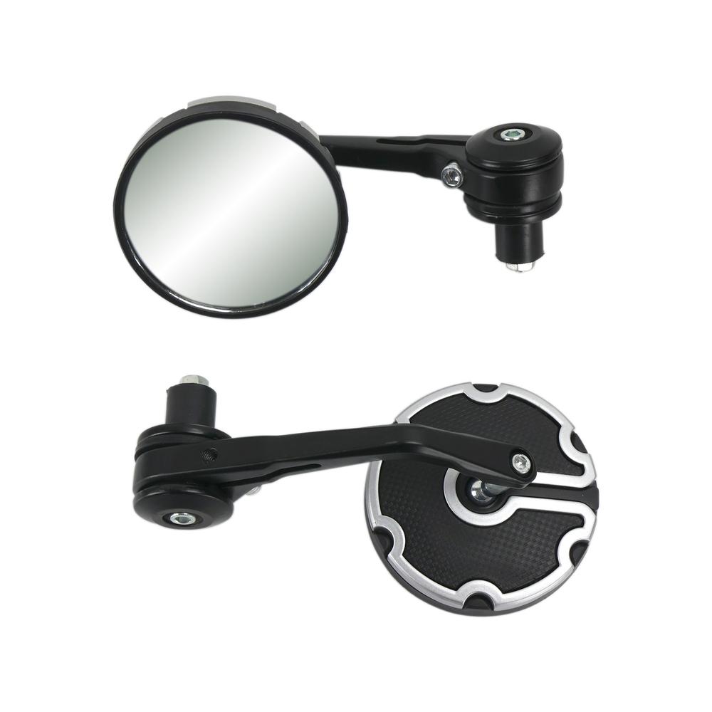 Espejo Derecho/izquierdo Negro Con Plateado Tipo Cafe Racer Set Universal