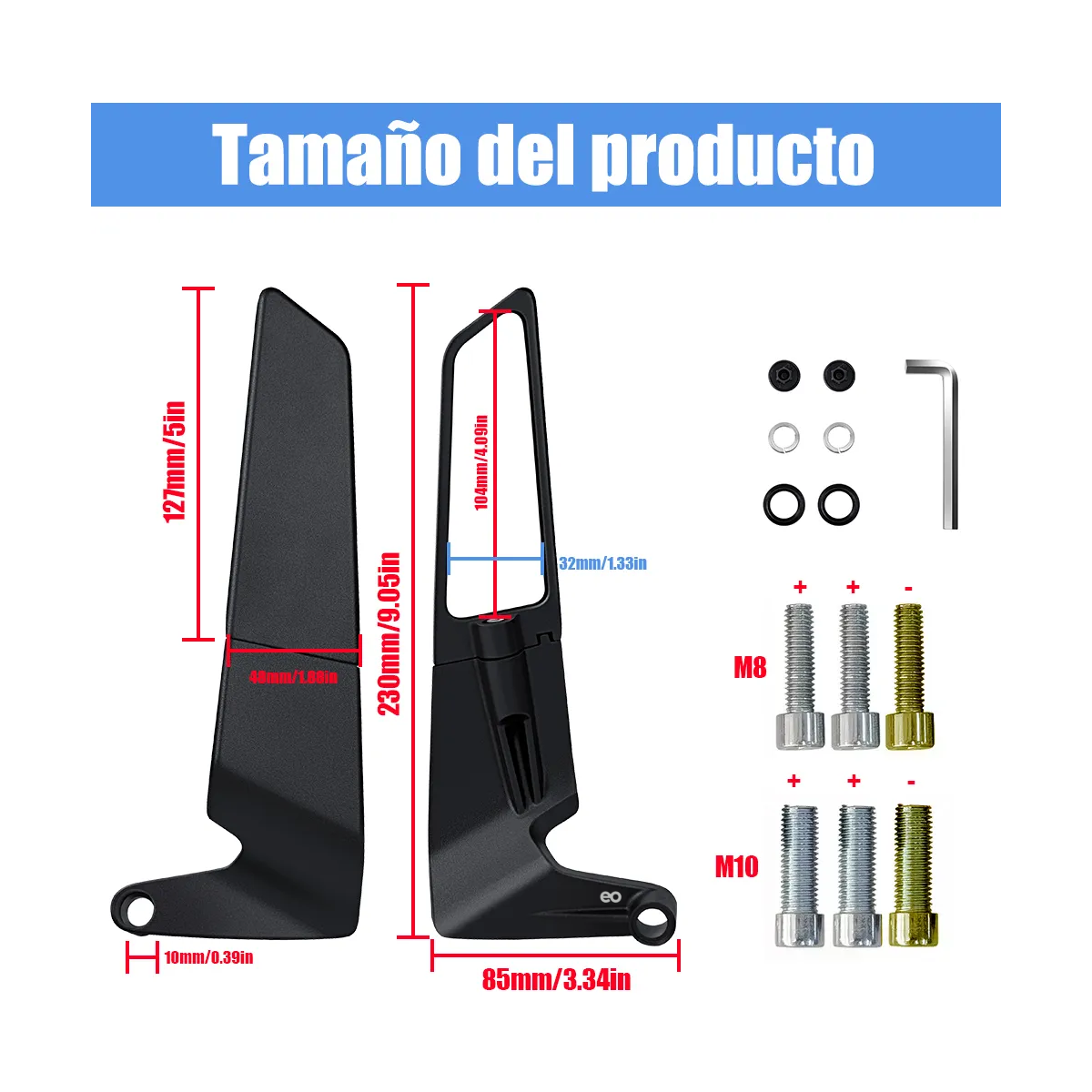 Foto 4 pulgar | Alerón De Espejo Retrovisor Invisible Modificado Universal Eo Safe Imports Esi-20900  Negro