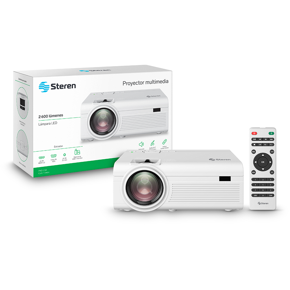 Steren Proyector Multimedia de 2600 Lúmenes Portátil Pro-250