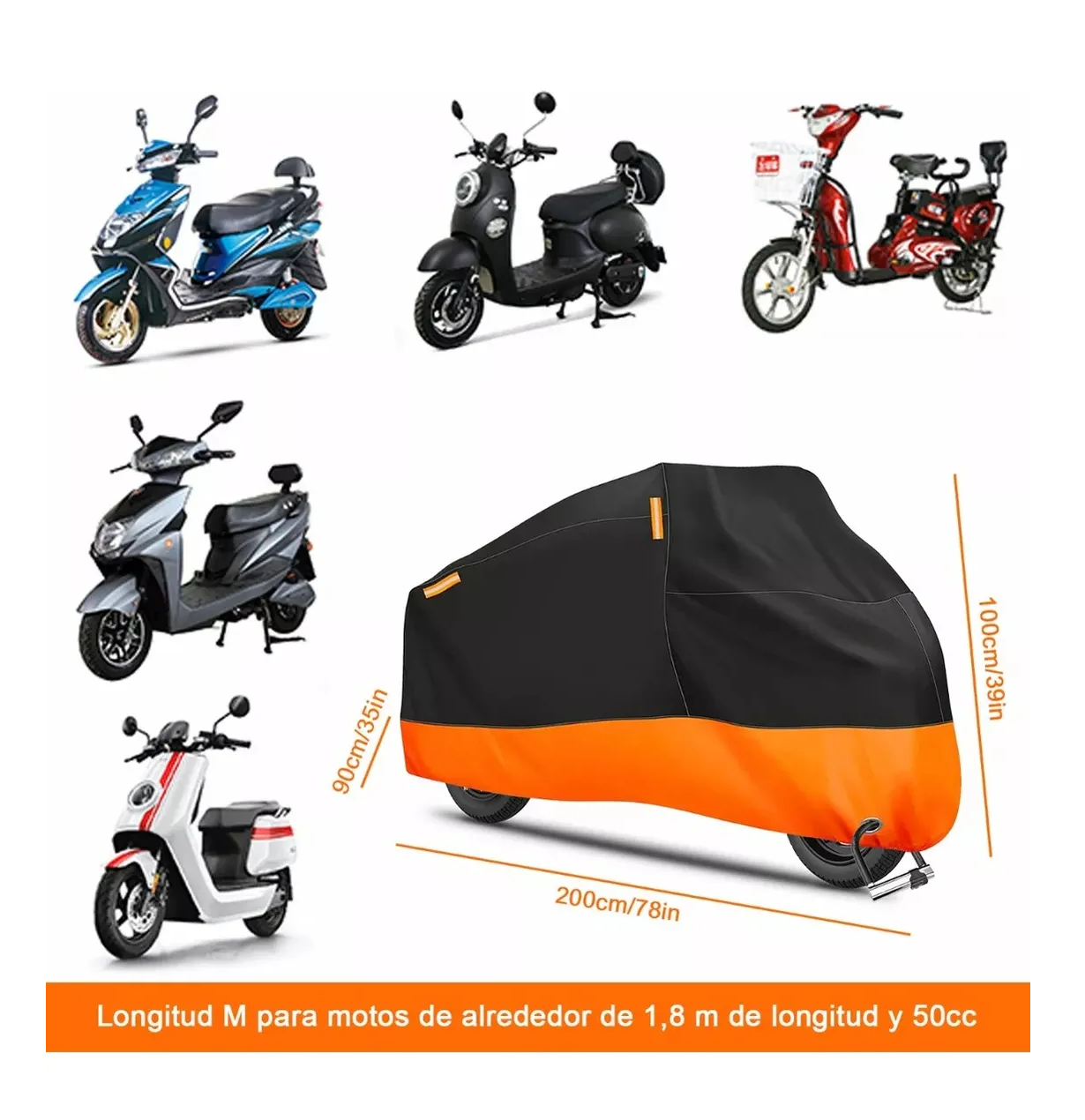Foto 3 pulgar | Funda De Protección Solar Para Motocicletas A Prueba De Agua Negro/naranja
