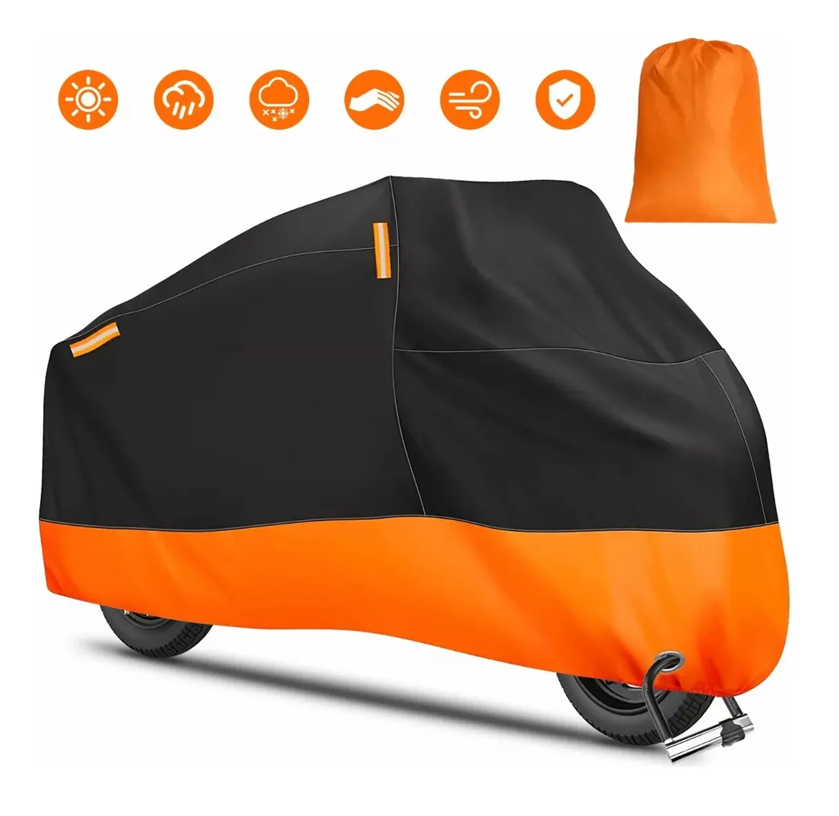 Foto 4 pulgar | Funda De Protección Solar Para Motocicletas A Prueba De Agua Negro/naranja