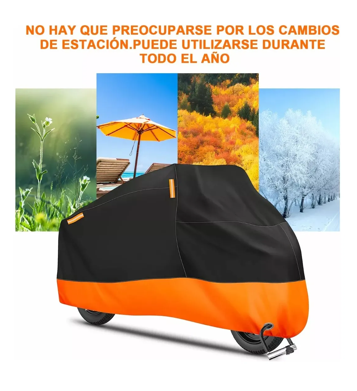 Foto 5 pulgar | Funda De Protección Solar Para Motocicletas A Prueba De Agua Negro/naranja