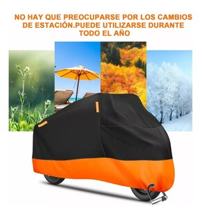 Foto 4 | Funda De Protección Solar Para Motocicletas A Prueba De Agua Negro/naranja
