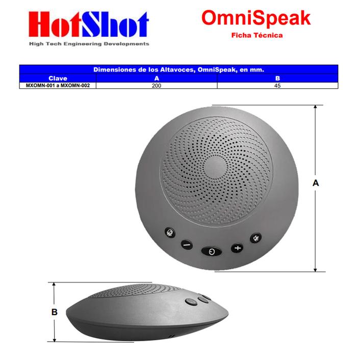Foto 6 | Altavoz Bluetooth Conferencias Hot Shot Mxomn-001 Plateado 1 Pieza