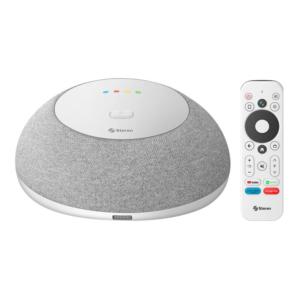 Foto 2 pulgar | Bocina Inteligente Steren Blanca con Google Assistant y Sistema Android Tv Box 4k