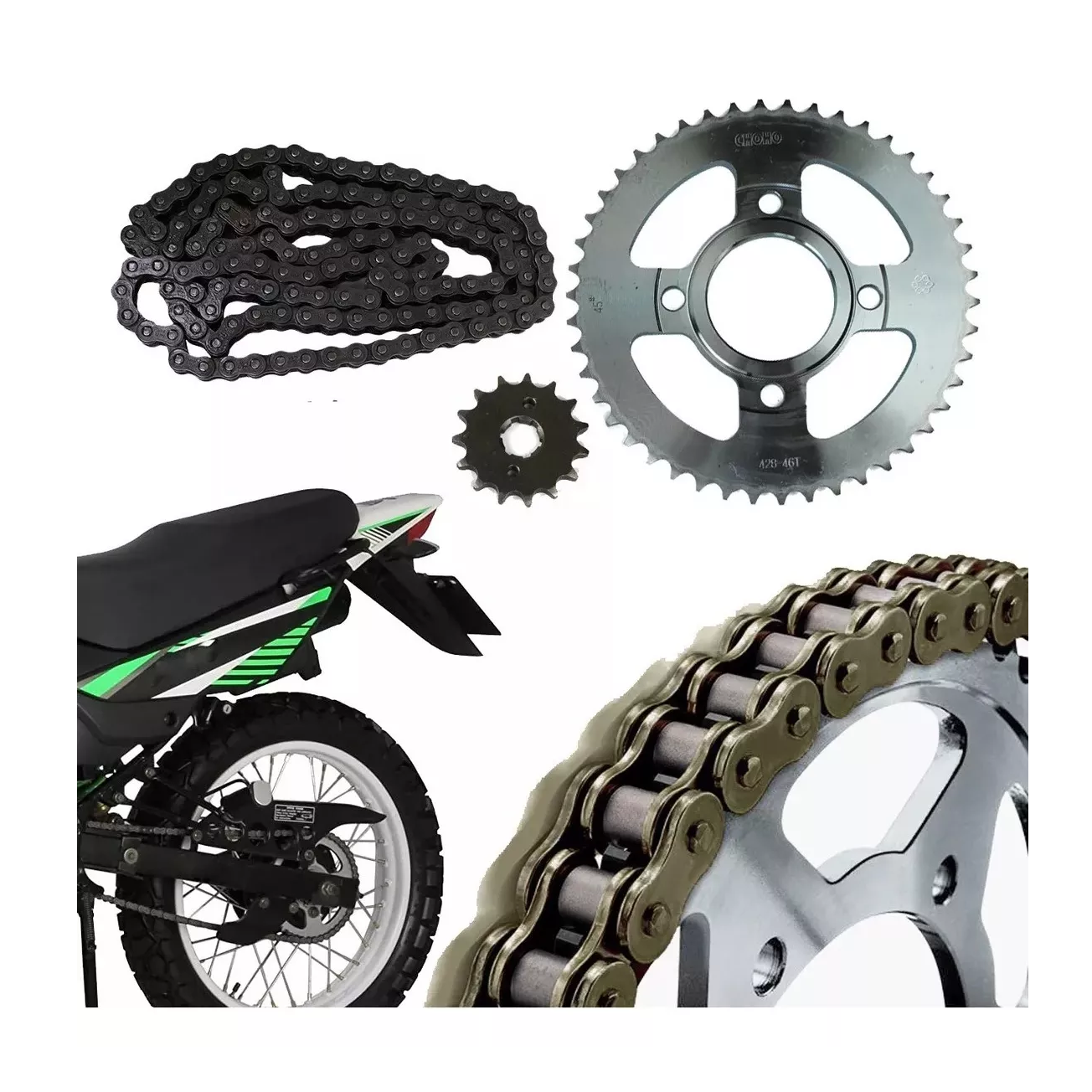 Foto 4 pulgar | Kit De Arrastre Cadena Reforzada Italika Dm200 Plata