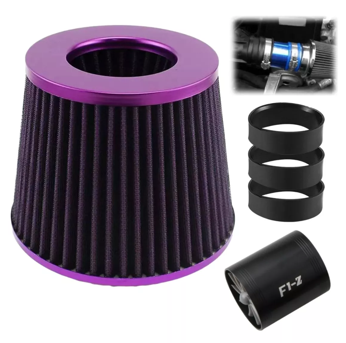 Foto 4 pulgar | Filtro De Alto Flujo Universal Y Tornado Turbina Para Auto Morado