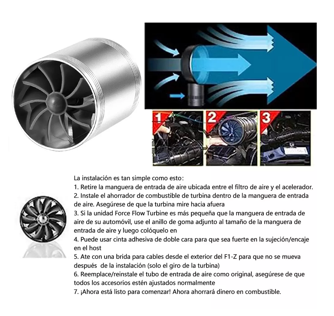 Foto 5 | Filtro De Alto Flujo Universal Y Tornado Turbina Para Auto Plata