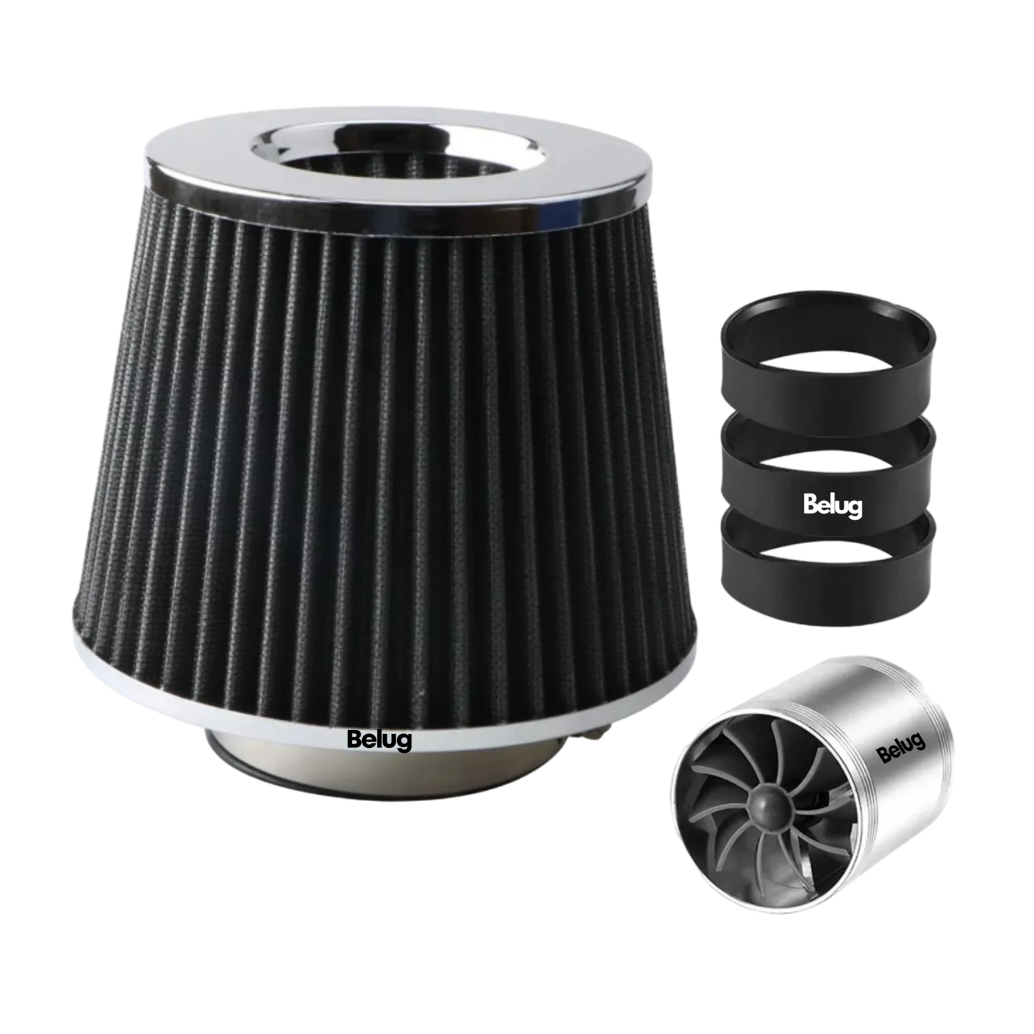 Filtro De Alto Flujo Universal Y Tornado Turbina Para Auto Belug Plata