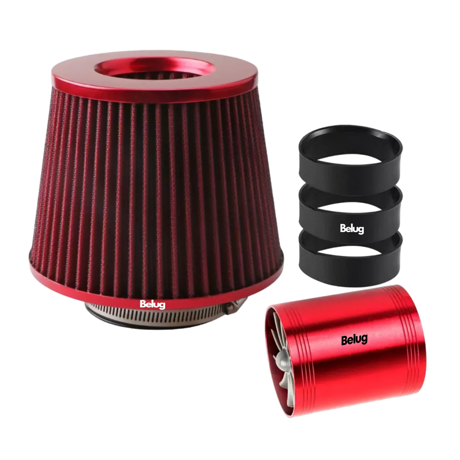 Foto 2 pulgar | Filtro De Alto Flujo Universal Y Tornado Turbina Para Auto Belug Rojo