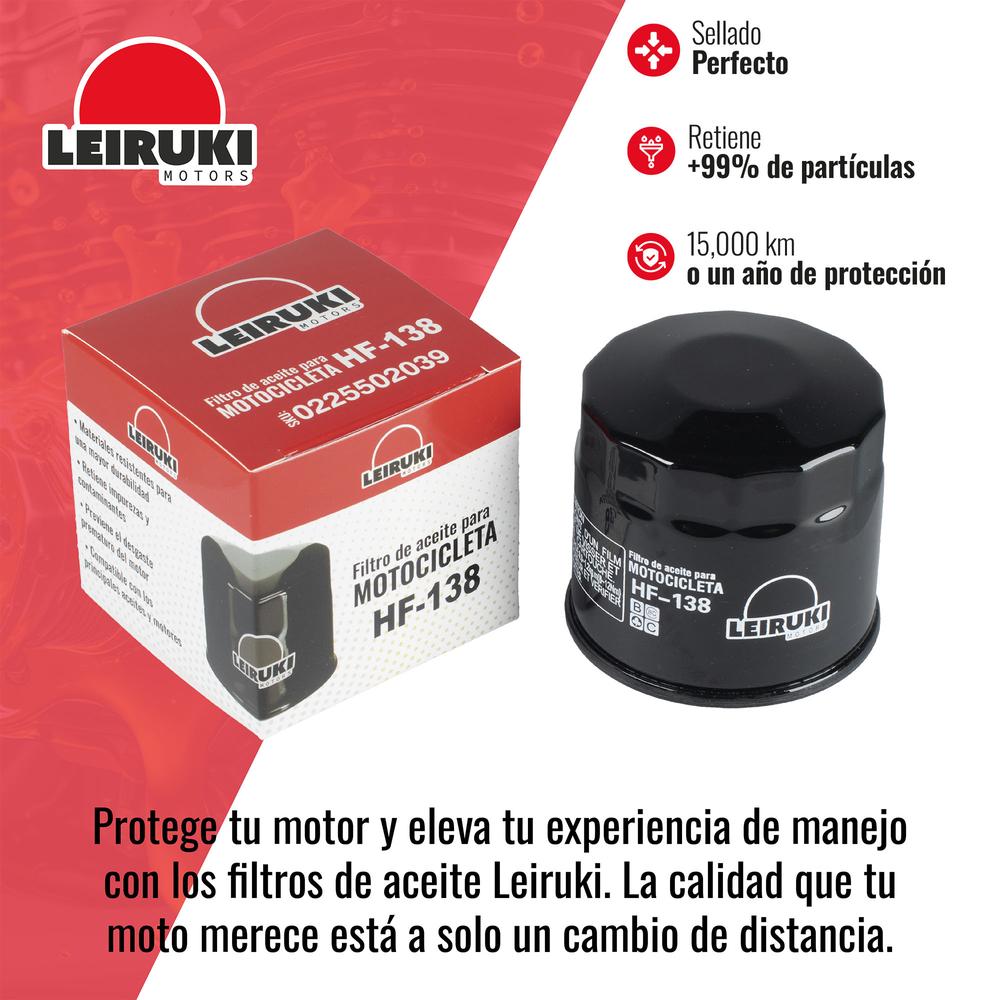 Foto 4 pulgar | Filtro Aceite Hf-138 Moto Suzuki Kawasaki Gsxr M50 Leiruki